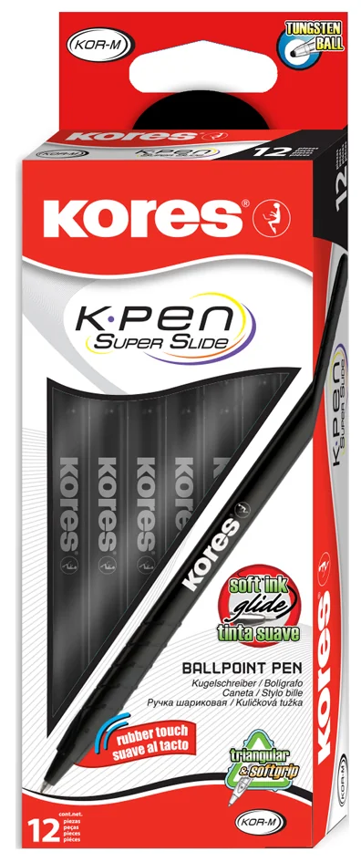 Kores Stylo à bille jetable K-Pen Super Slide K0, noir - OEM KP37022