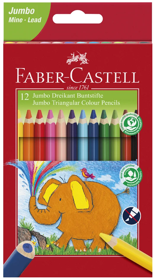 FABER-CASTELL Crayons de couleur triangulaire Jumbo, étui 6 - OEM 116506