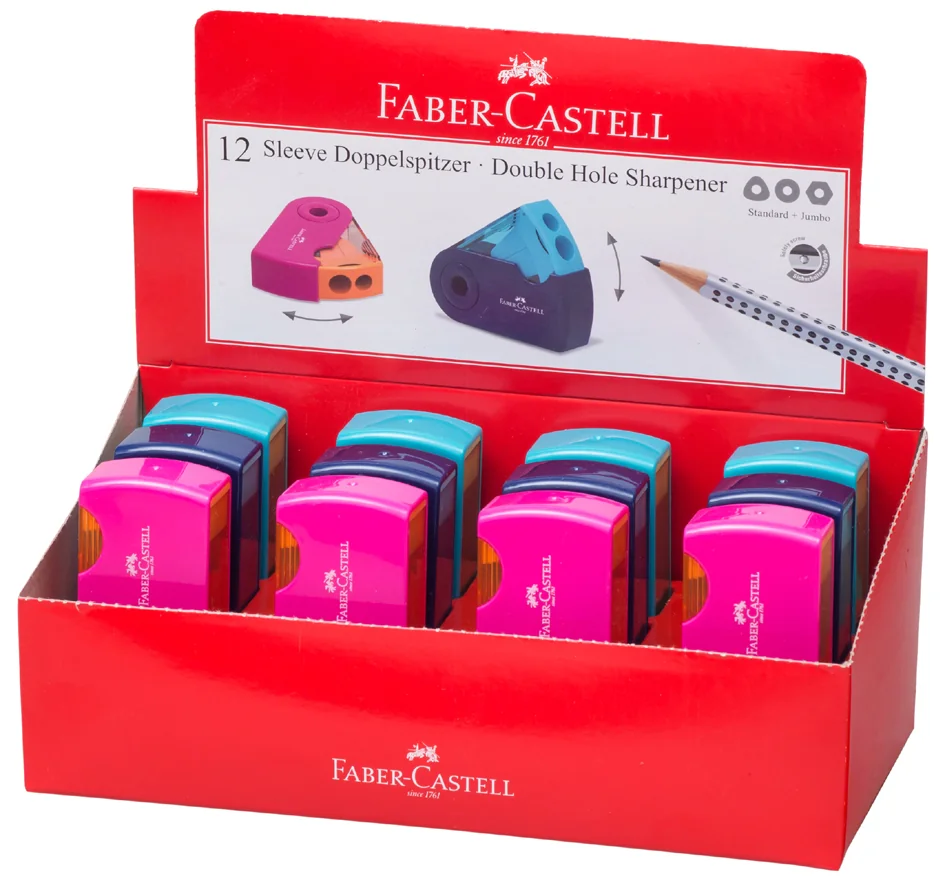 FABER-CASTELL Taille-crayon double SLEEVE, assorti - lot de 12 - OEM 182704