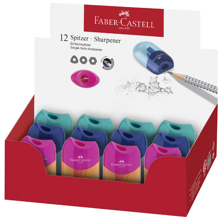 FABER-CASTELL Taille-crayon réservoir TREND 2019, présentoir - lot de 12 - OEM 183515