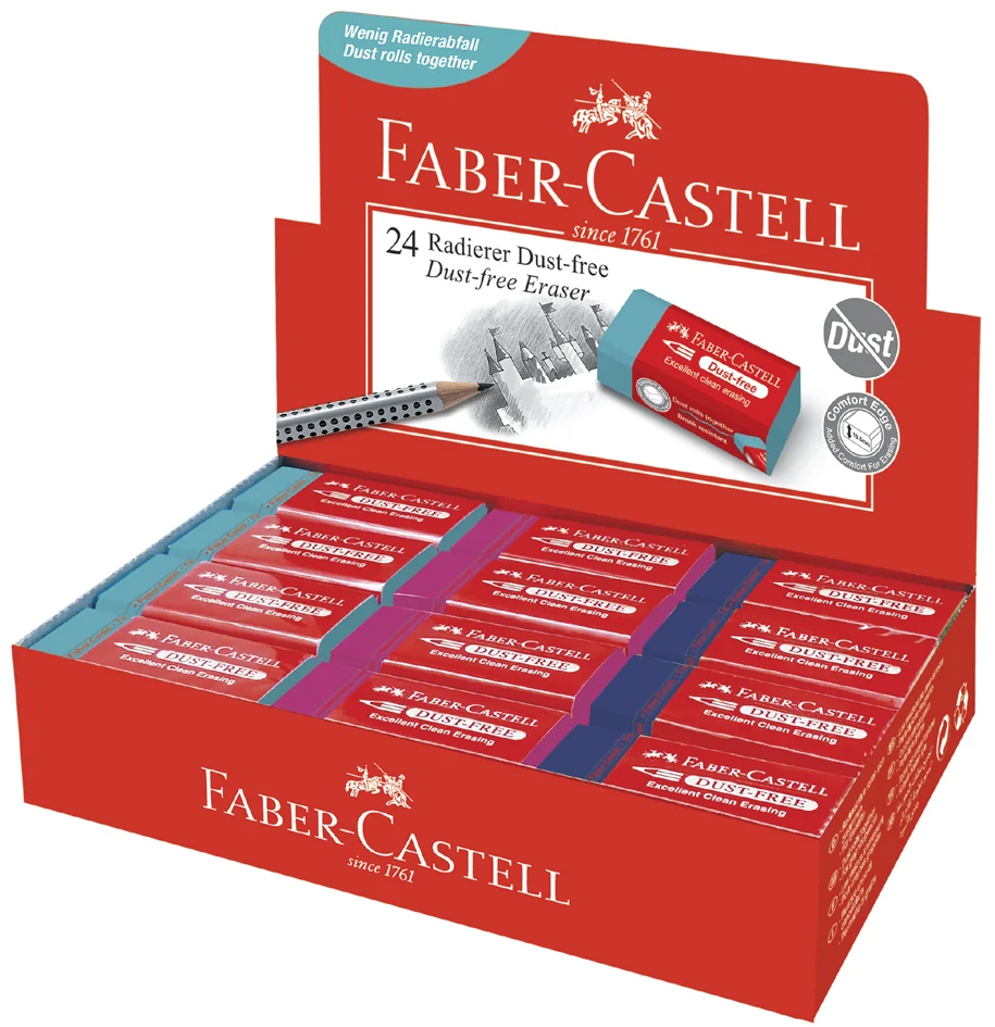 FABER-CASTELL Gomme en plastique DUST-FREE, en présentoir - lot de 24 - OEM 187221