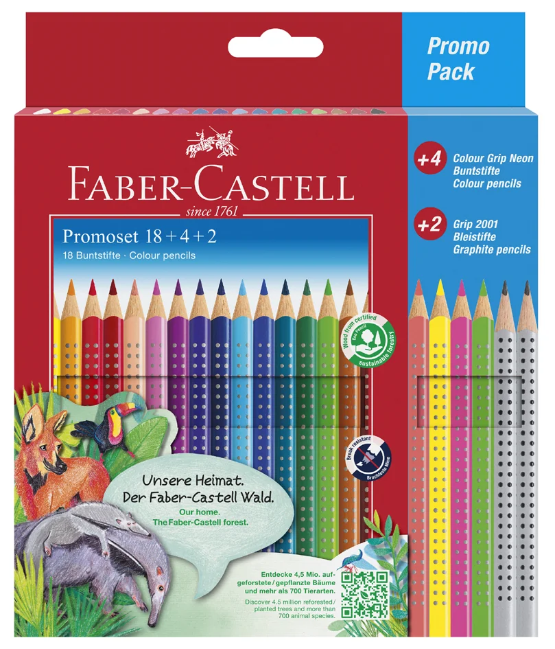 FABER-CASTELL Crayon couleur triangle ColourGRIP, étui promo - OEM 201540