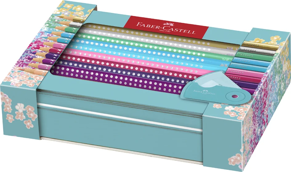 FABER-CASTELL Crayon couleur triangle GRIP SPARKLE, étui - OEM 201641