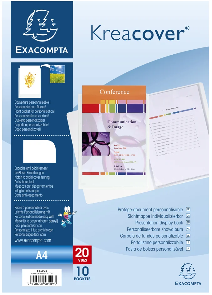 EXACOMPTA Protège-documents Kreacover, A4, 10 pochettes - OEM 58109E