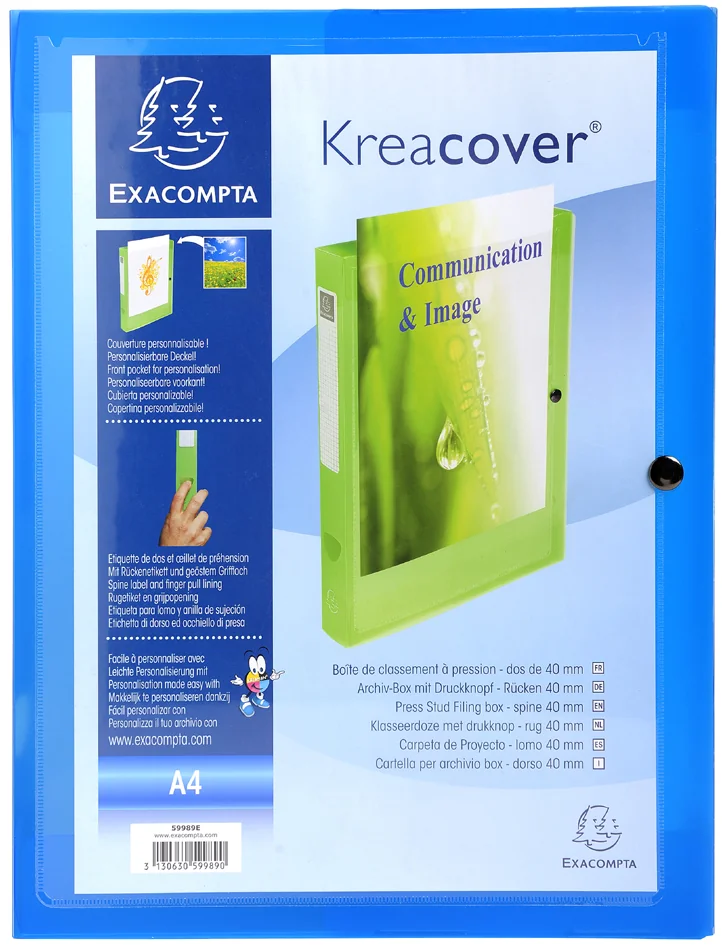 EXACOMPTA Boîte de classement Kreacover, A4, PP, assorti - lot de 5 - OEM 59989E