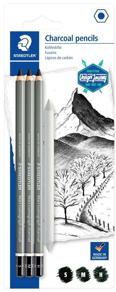 STAEDTLER Crayon fusain Mars Lumograph charcoal blister de 4 - OEM 100C SBK4