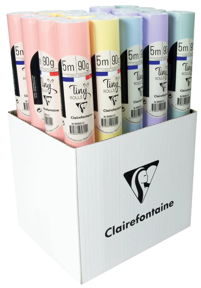 Clairefontaine Papier cadeau 'Tiny Rolls Pastell' - lot de 20 - OEM 95801C