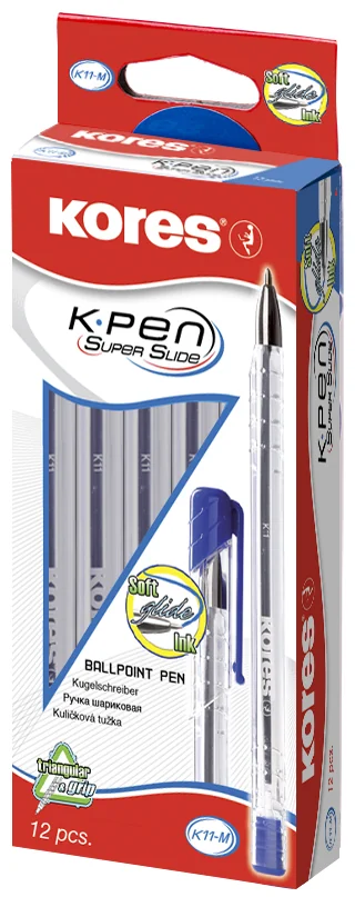 Kores Stylo à bille jetable K-PEN Super Slide K11, noir - lot de 12 - OEM KP37921