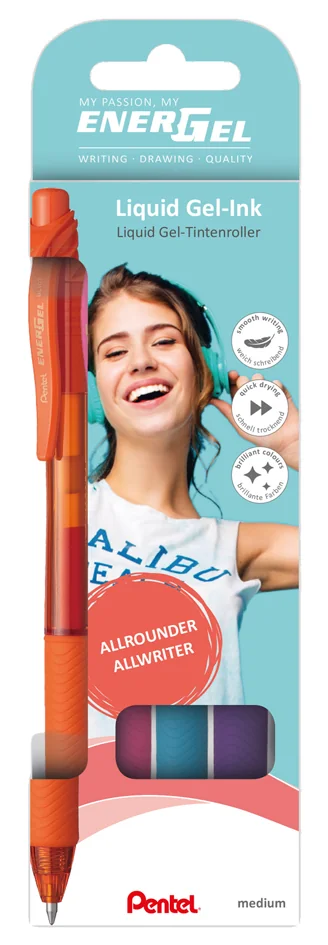 Pentel Stylo roller à encre gel EnerGel X BL107, kit de 4 - OEM BL107-4COL