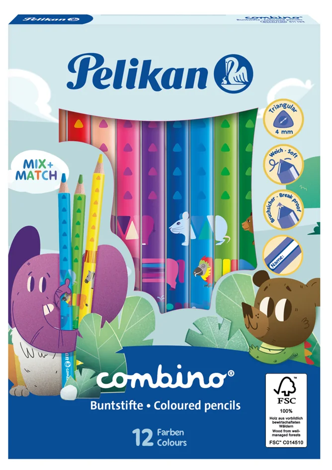 Pelikan Crayon couleur triangulaire combino, étui carton 12 - OEM 100401660