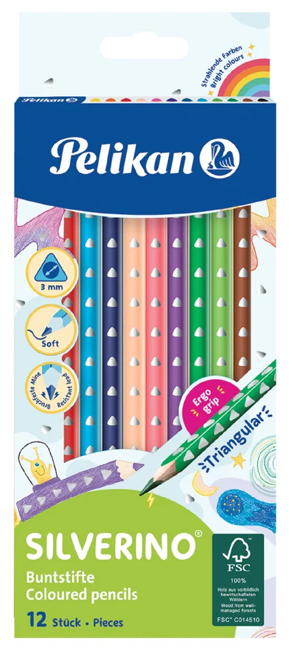 Pelikan Crayon de couleur triangulaire SILVERINO fin, étui - OEM 100401598