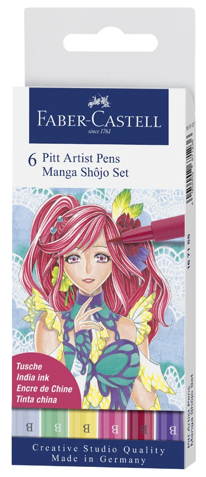 FABER-CASTELL Feutre PITT artist pen Manga Shôjo, étui de 6 - OEM 167155