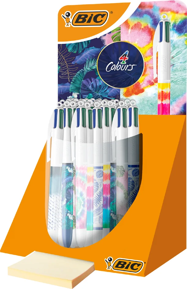 BIC Stylo à bille rétractable 4 Colours Decors, présentoir - OEM 9649042