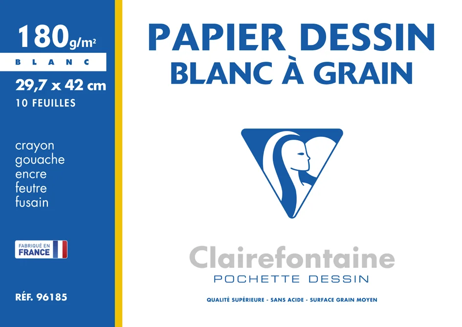 Clairefontaine Papier dessin 'Blanc à Grain', 297 x 420 mm - OEM 96185C