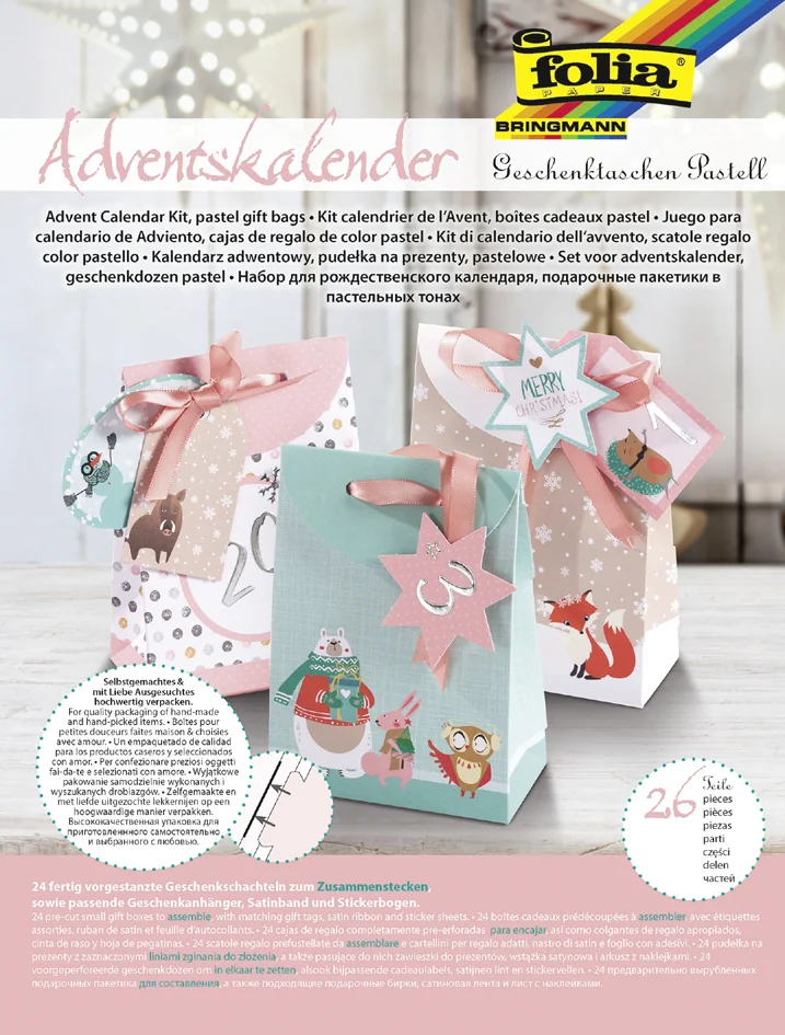 folia Calendier de l'Avent 'Boîte cadeau pastel', 26 pièces - OEM 9381