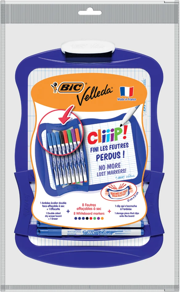 BIC Kit ardoise blanche Velleda, marqueur 1721 & effacette - OEM 967444
