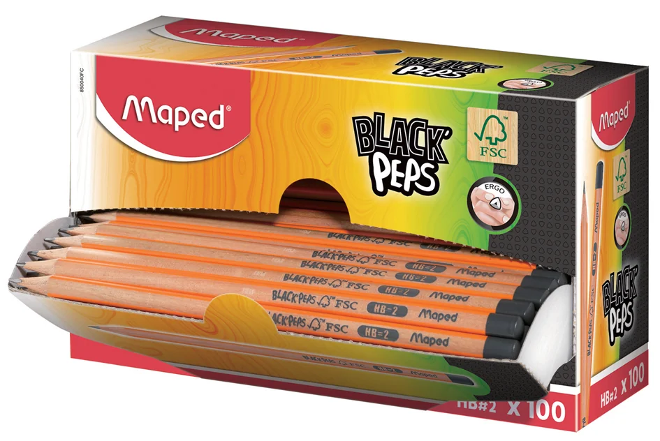 Maped Crayon BLACK'PEPS, degré de dureté: HB, présentoir - lot de 100 - OEM 850040