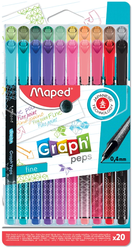 Maped Fineliner Graph'Peps Premium, étui de 20 en plastique - OEM 749051