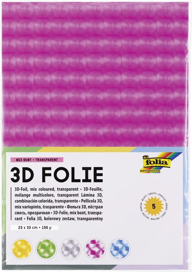 folia Film 3D, épaisseur: 150 microns, 230 x 330 mm, assorti - OEM 810409