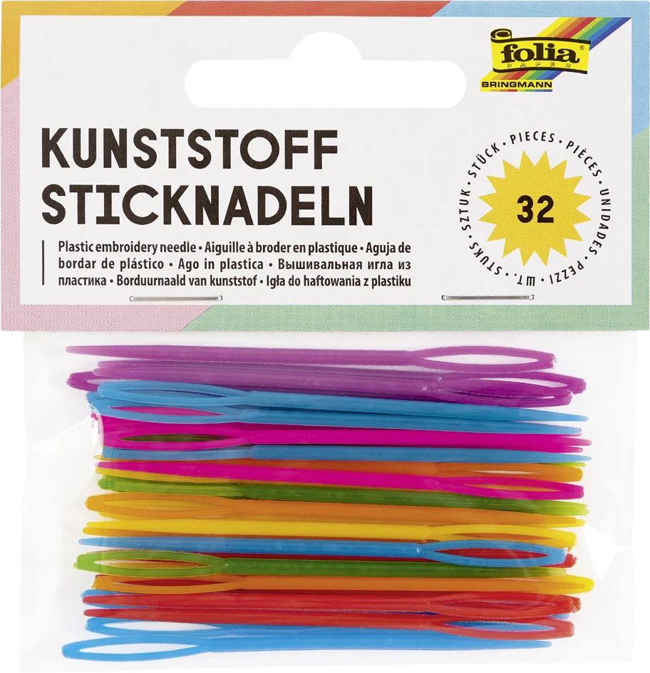 folia Aiguille à broder en plastique, 65 x 1,8 mm, assorti - OEM 2399