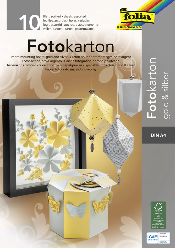 folia Bloc de carton de bricolage, A4, 300 g/m2, or & argent - OEM 611