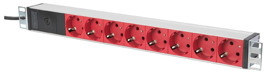 DIGITUS Bloc multiprise 19' 8 ports 1 U, avec parasurtenseur - OEM DN-95410-R
