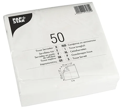 PAPSTAR Serviette, 330 x 330 mm, 2 couches, blanc - OEM 17080