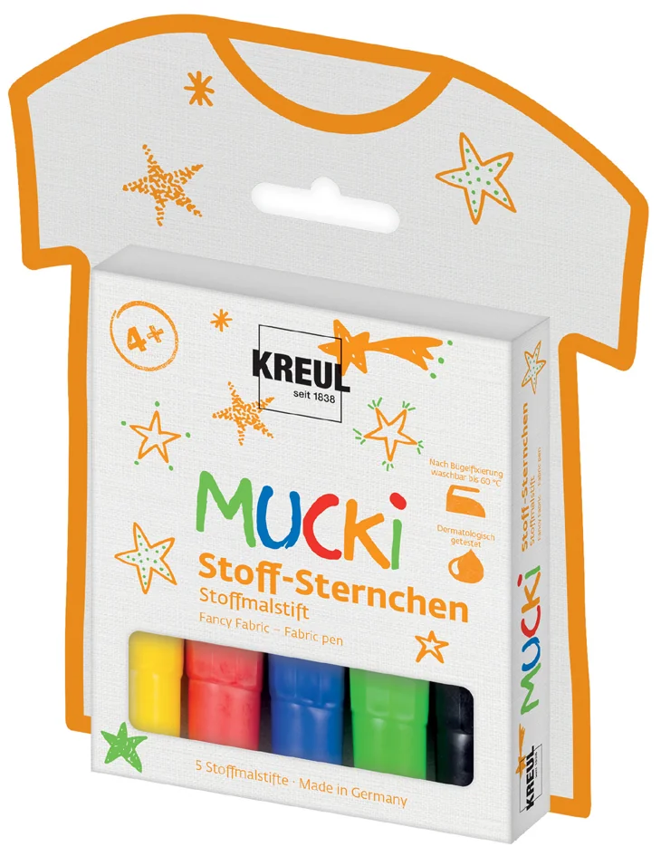 KREUL Feutre pour textile petites étoiles 'MUCKI', kit de 5 - OEM 27156