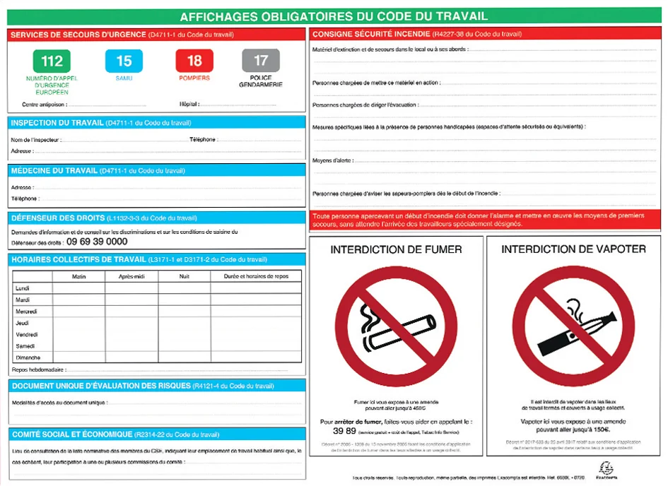 EXACOMPTA Panneau affichage obligatoire, 570 x 420 mm - OEM 6680E