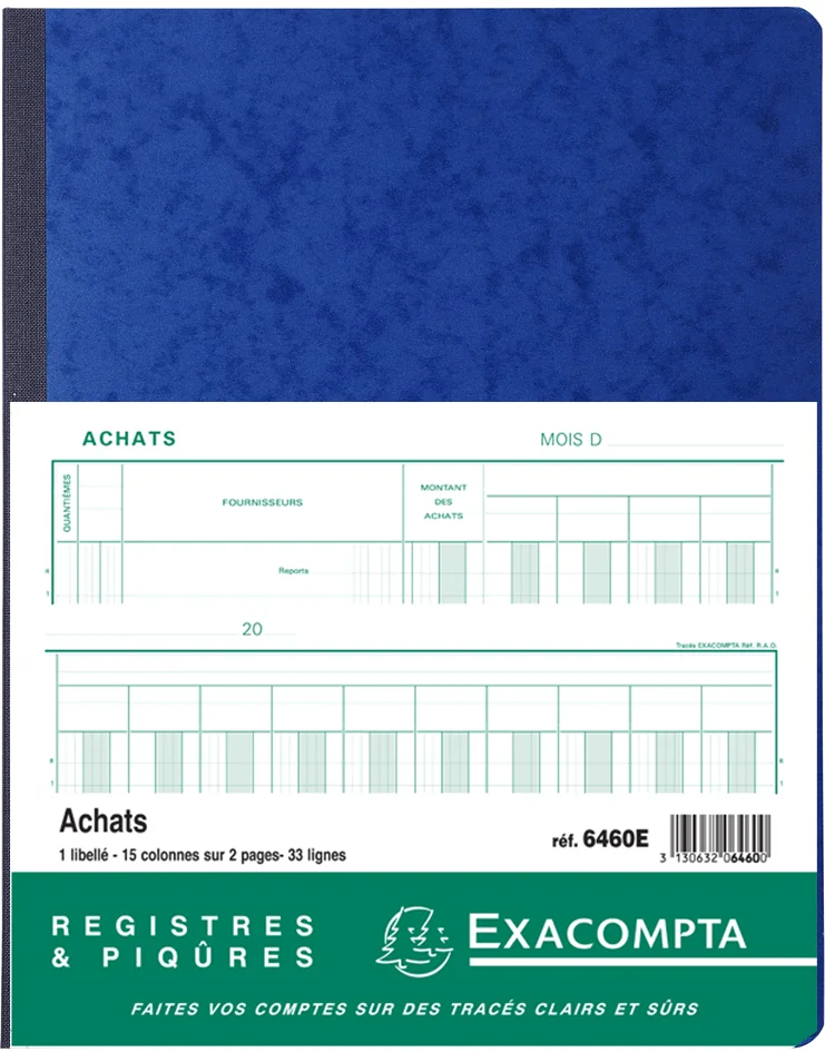 EXACOMPTA Piqûre comptable 'Achats', 320 x 250 mm, 80 pages - OEM 6460E