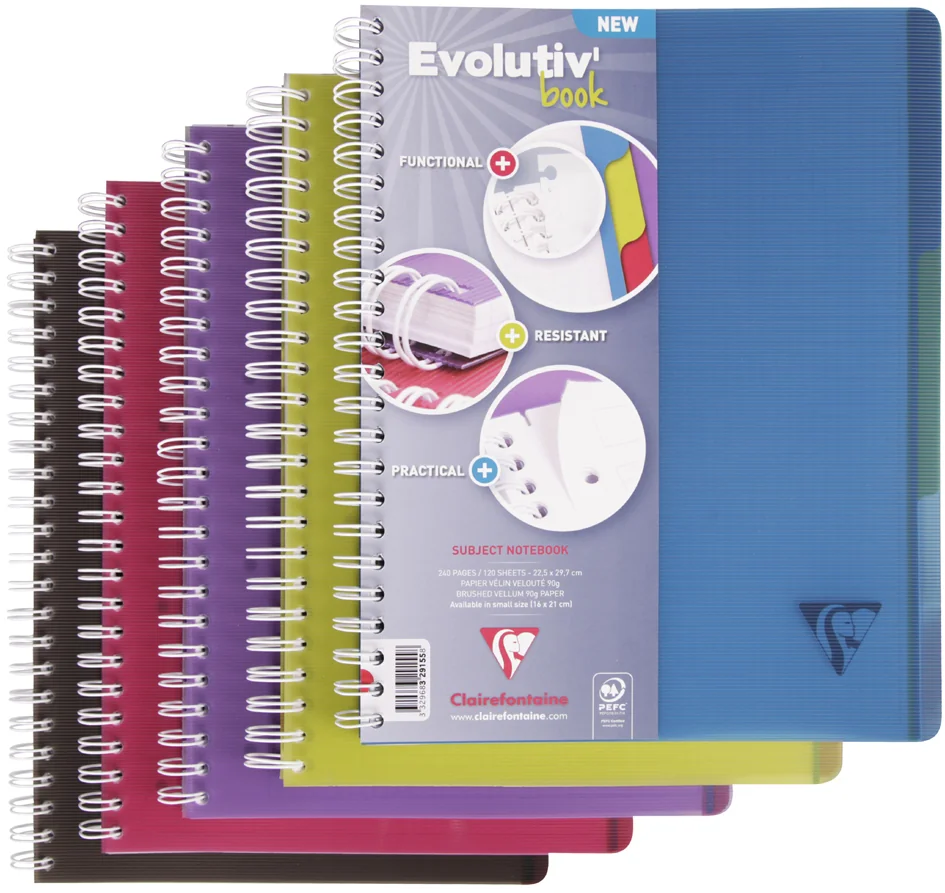Clairefontaine Cahier Evolutiv'book, A4+, quadrillé 5x5 - lot de 5 - OEM 329155C