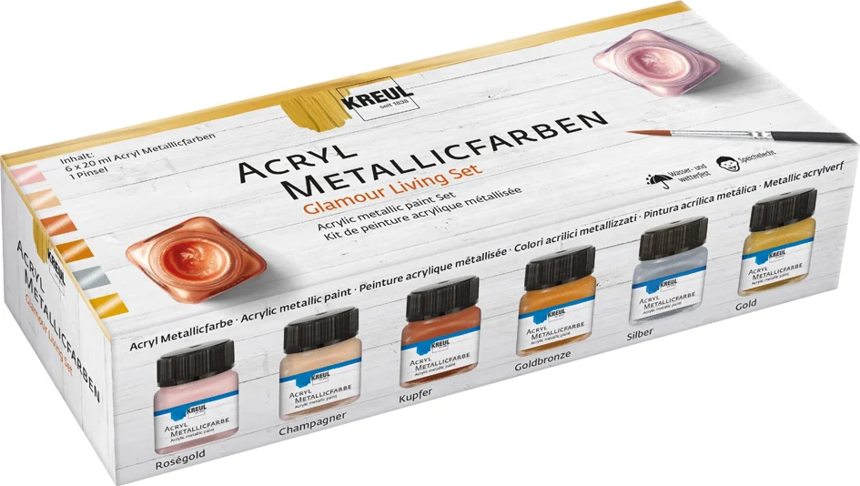 KREUL Peinture acrylique métallique, kit Glamour Living - OEM 77601