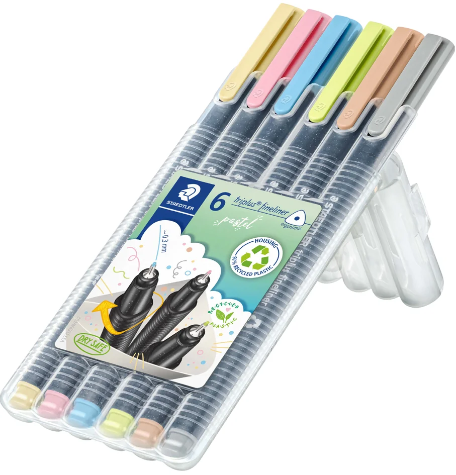STAEDTLER Fineliner triplus pastel, étui de 6 - OEM 334 SB6 PA