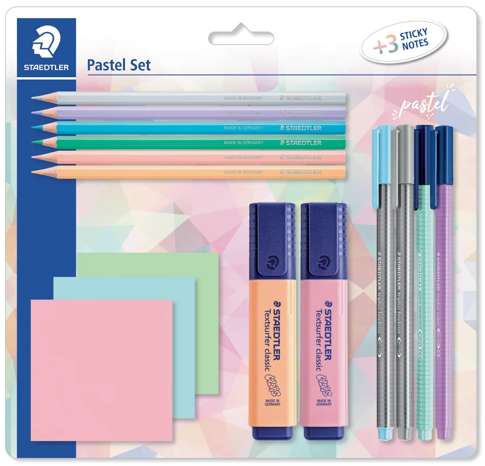STAEDTLER Kit d'écriture pastel, avec 3 bloc-notes adhésifs - OEM 61 SBK2 PA