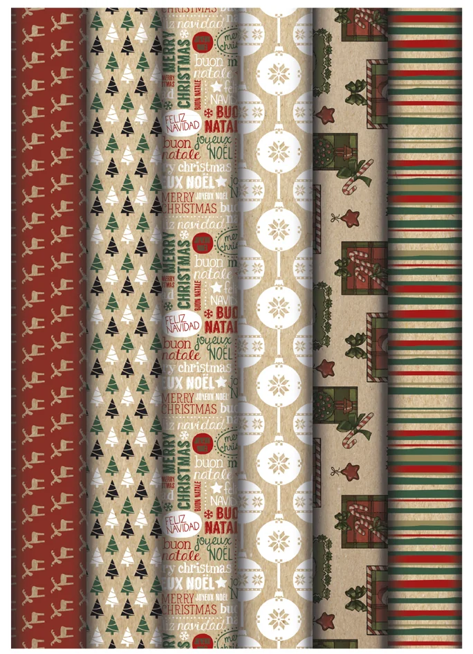 Clairefontaine Papier cadeau de Noël 'Kraft' - lot de 60 - OEM 223799C