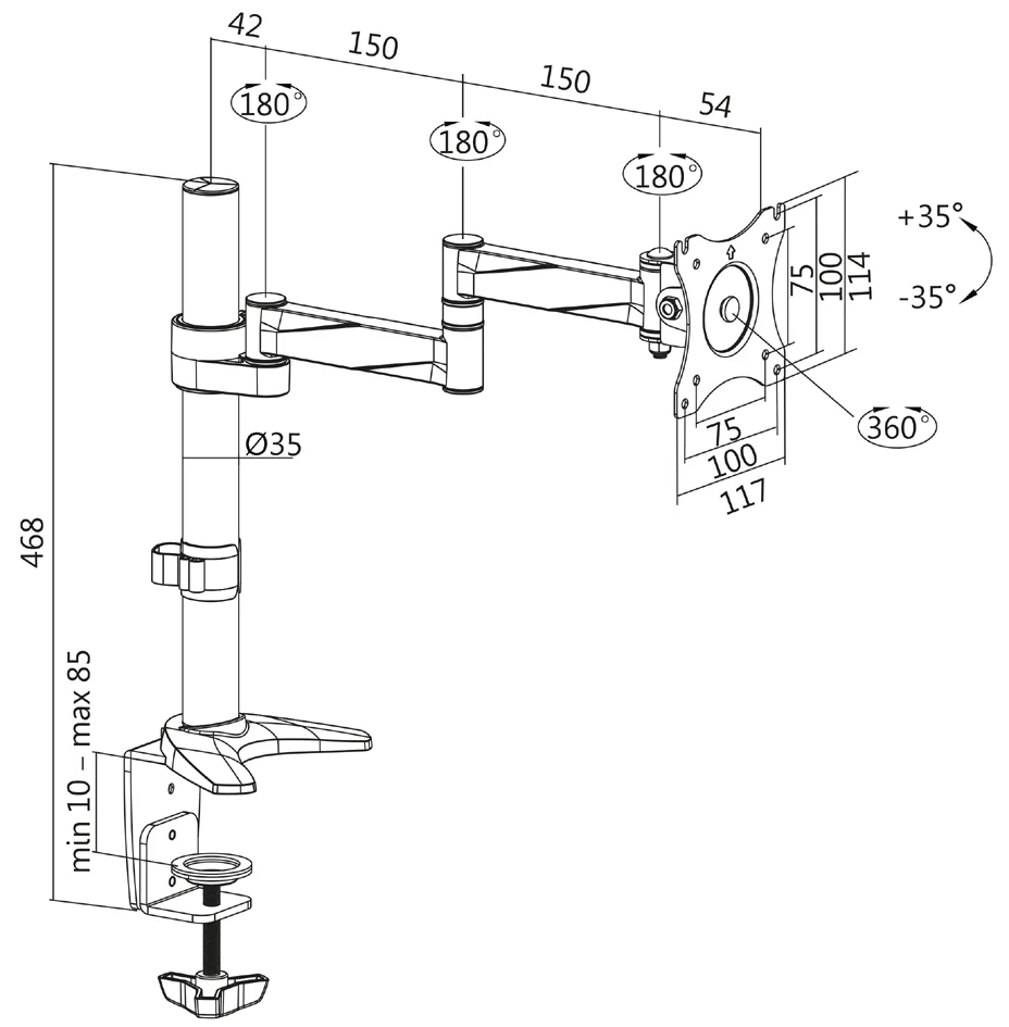 LogiLink Bras support pour écran, aluminium - OEM BP0076