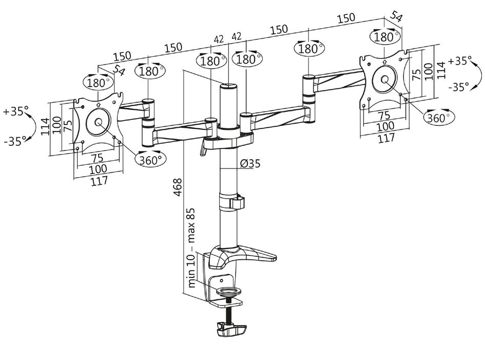 LogiLink Bras support pour écran, 2 écrans - OEM BP0077