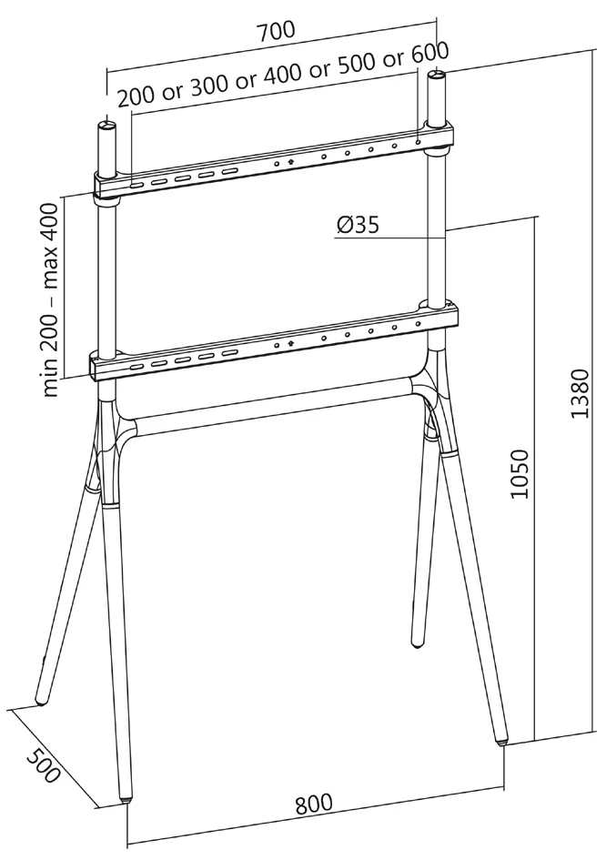 LogiLink Support pour téléviseur, 124,46 - 177,80 cm, noir - OEM BP0078