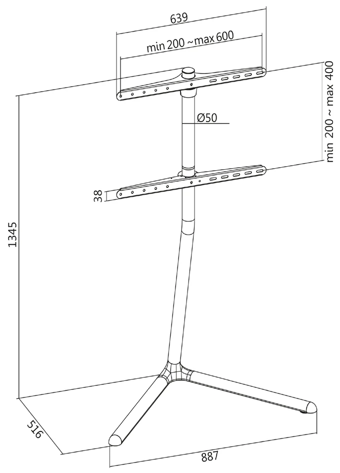 LogiLink Support pour téléviseur, 124,46 - 177,80 cm, noir - OEM BP0079