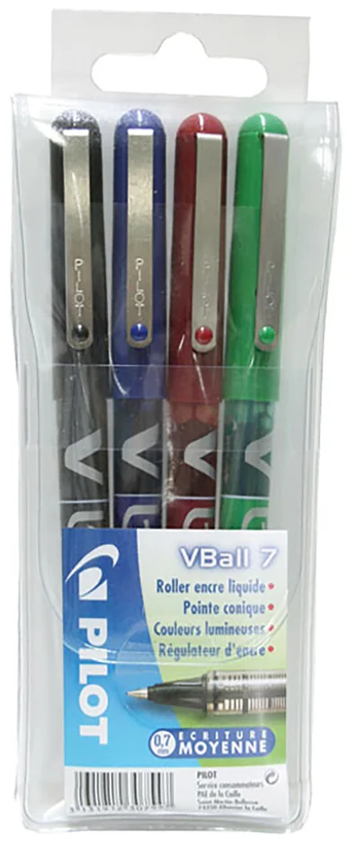 PILOT Stylo roller V Ball VB 7, étui de 4, assorti - OEM 307547