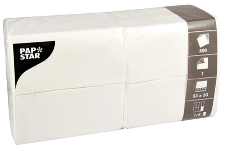 PAPSTAR Serviettes Bistro, 330 x 330 mm, 2 couches, blanc - OEM 82552