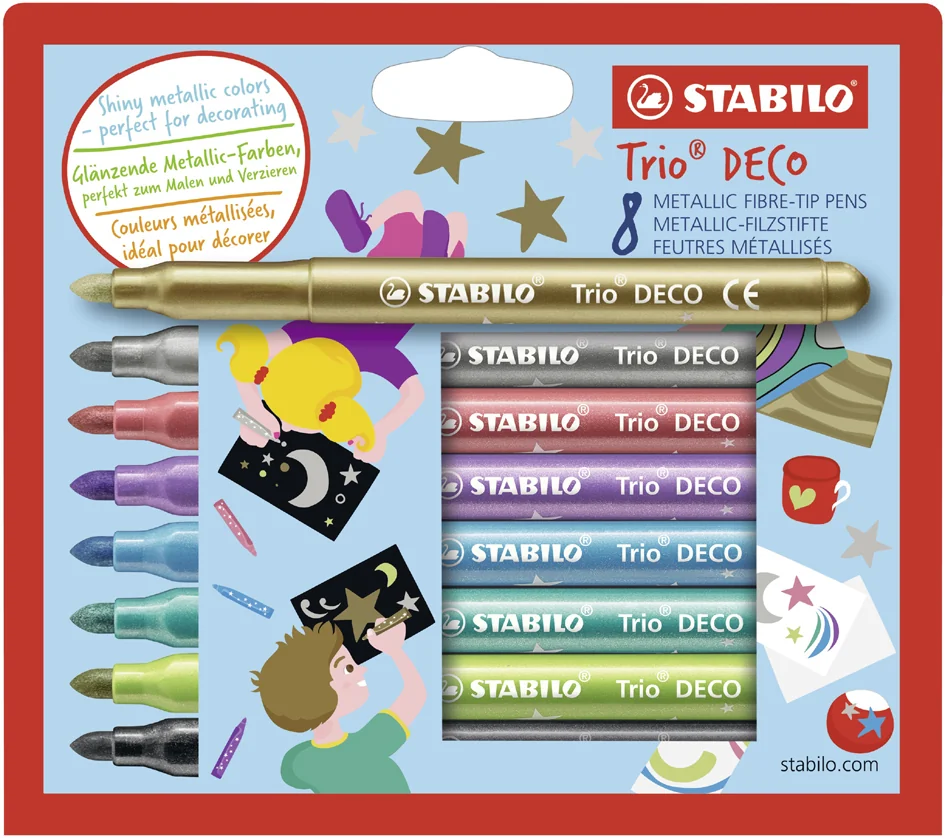 STABILO Feutre de coloriage Trio Deco, étui en carton de 8 - OEM 377/8-6
