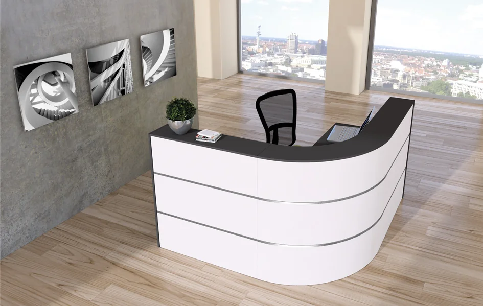 kerkmann Comptoir d'accueil en L Cento 2A, blanc/anthracite - OEM 21385710