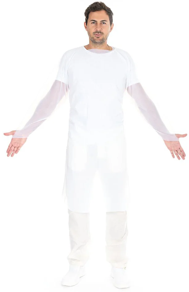 HYGOSTAR Blouse d'examen CPE avec trou pour le pouce, blanc - lot de 25 - OEM 27780