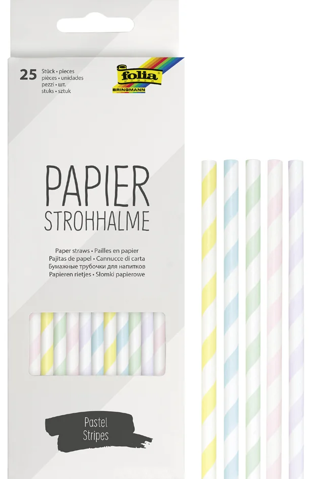 folia Paille en papier 'PASTEL STRIPES', longueur : 200 mm - OEM 12592