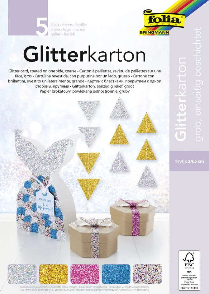 folia Carton à paillettes 'GROS', 174 x 245 mm, 300 g/m2 - OEM 86139