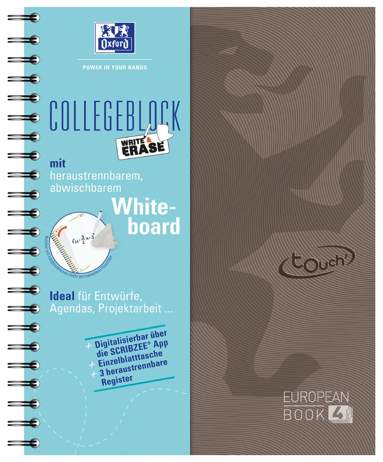Oxford Cahier Touch European Book 4 'Write & Erase', brun - OEM 400132983