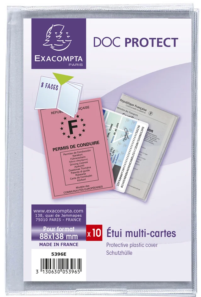 EXACOMPTA Etui de protection, PVC, 4 volets, 88 x 138 mm - OEM 5396UE