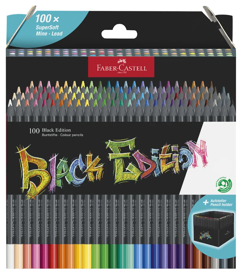 FABER-CASTELL Crayon de couleur Black Edition, étui de 36 - OEM 116436