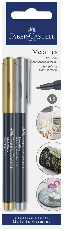 FABER-CASTELL Marqueur Metallics, carte blister de 2 - OEM 160796